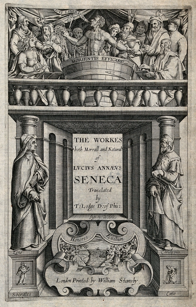 Stoicism: above, suicide Seneca; middle