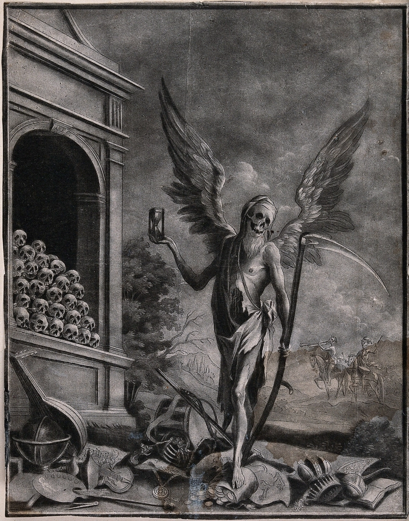 winged figure Death stands top