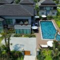 bird s eye view of a house with swimming pool