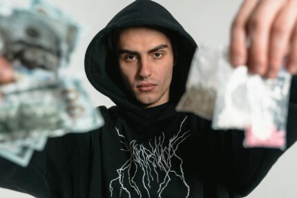 man wearing a black hoodie